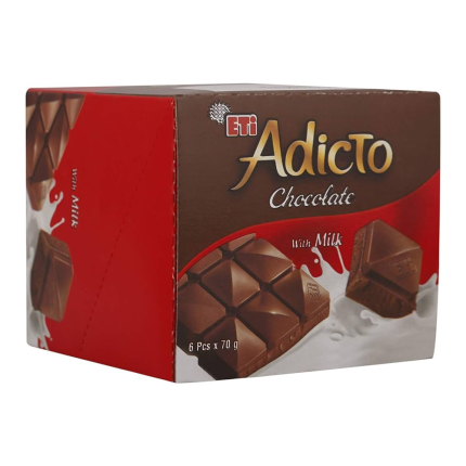 ETI Adicto Chocolate Square Milk (Red) 65g Box:6 Pieces