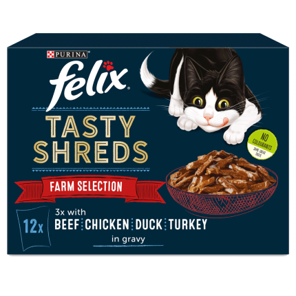 FELIX Tasty Shreds GIG Beef Chicken 80g Box_12 Pieces